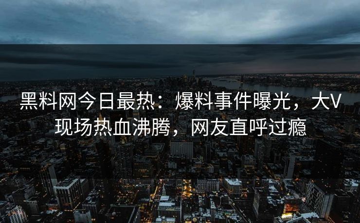 黑料网今日最热：爆料事件曝光，大V现场热血沸腾，网友直呼过瘾