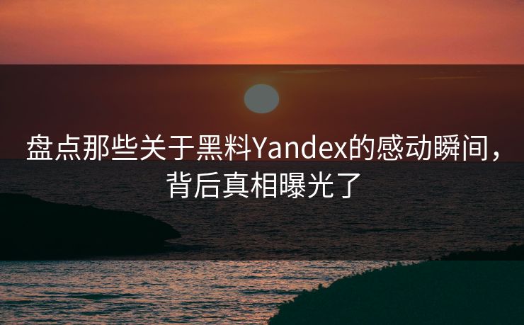 盘点那些关于黑料Yandex的感动瞬间，背后真相曝光了