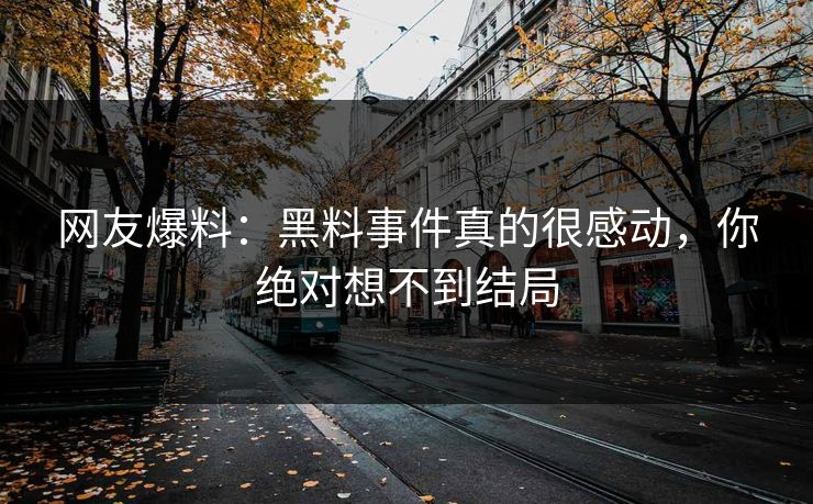 网友爆料：黑料事件真的很感动，你绝对想不到结局