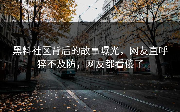 黑料社区背后的故事曝光，网友直呼猝不及防，网友都看傻了