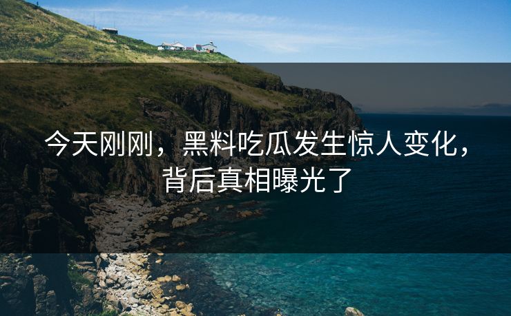 今天刚刚，黑料吃瓜发生惊人变化，背后真相曝光了