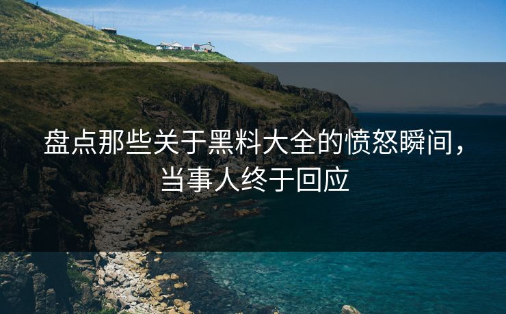 盘点那些关于黑料大全的愤怒瞬间，当事人终于回应