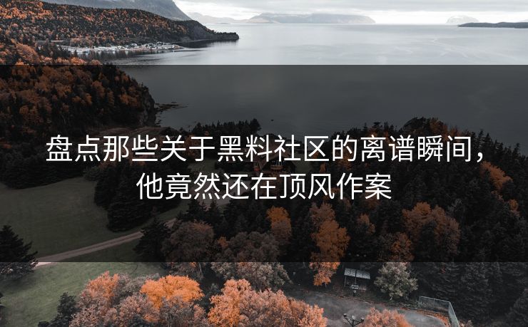 盘点那些关于黑料社区的离谱瞬间，他竟然还在顶风作案