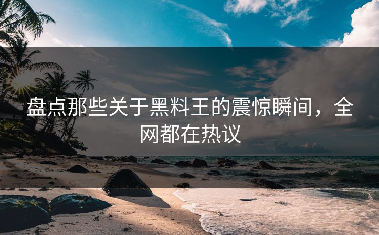 盘点那些关于黑料王的震惊瞬间，全网都在热议