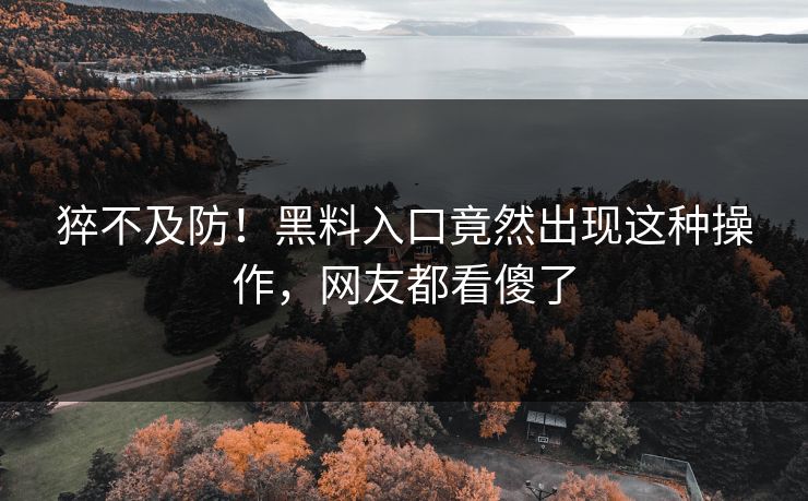 猝不及防！黑料入口竟然出现这种操作，网友都看傻了