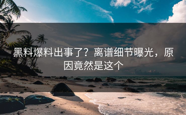 黑料爆料出事了？离谱细节曝光，原因竟然是这个
