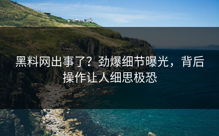 黑料网出事了？劲爆细节曝光，背后操作让人细思极恐