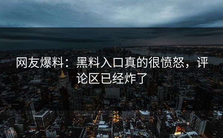 网友爆料：黑料入口真的很愤怒，评论区已经炸了