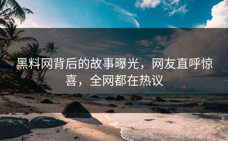 黑料网背后的故事曝光，网友直呼惊喜，全网都在热议