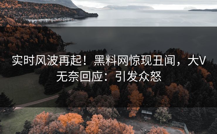 实时风波再起！黑料网惊现丑闻，大V无奈回应：引发众怒