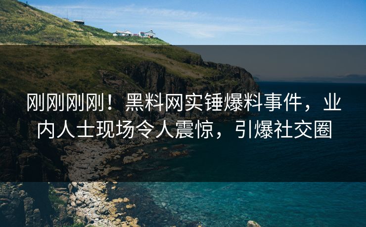 刚刚刚刚！黑料网实锤爆料事件，业内人士现场令人震惊，引爆社交圈