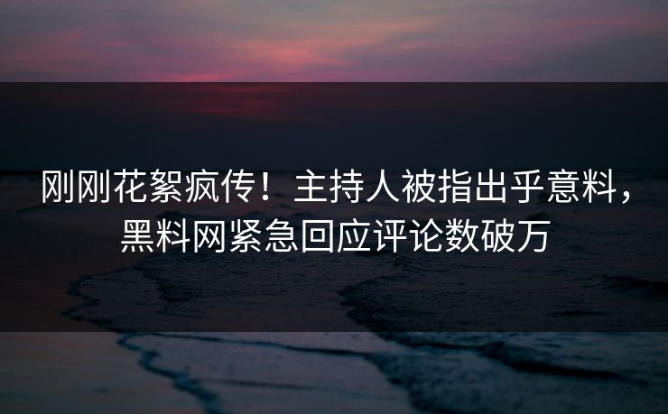 刚刚花絮疯传！主持人被指出乎意料，黑料网紧急回应评论数破万