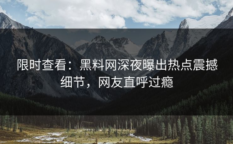 限时查看：黑料网深夜曝出热点震撼细节，网友直呼过瘾
