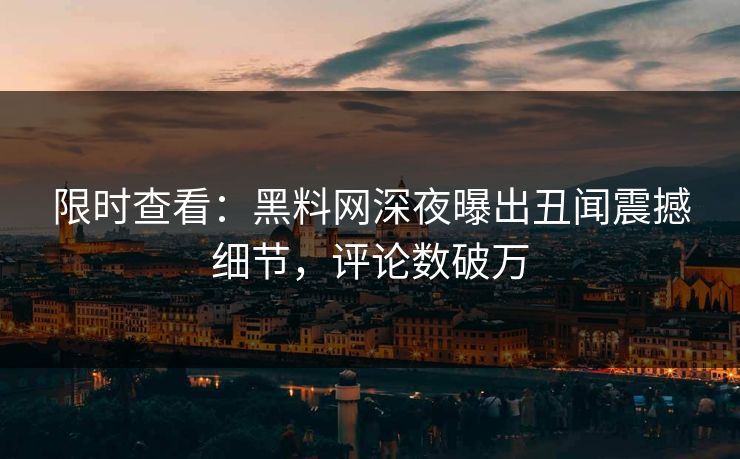 限时查看：黑料网深夜曝出丑闻震撼细节，评论数破万