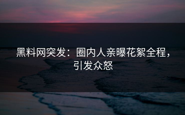 黑料网突发：圈内人亲曝花絮全程，引发众怒