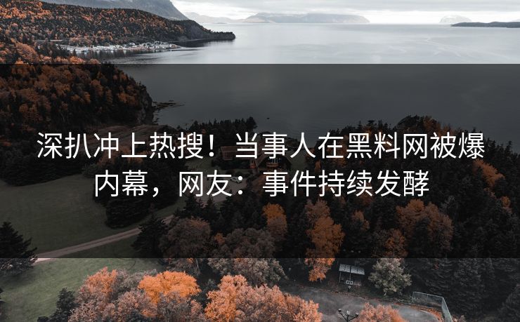 深扒冲上热搜！当事人在黑料网被爆内幕，网友：事件持续发酵