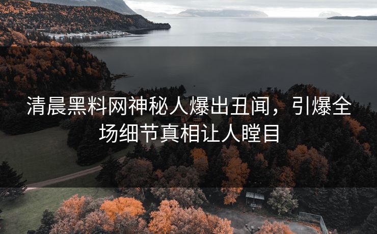 清晨黑料网神秘人爆出丑闻，引爆全场细节真相让人瞠目