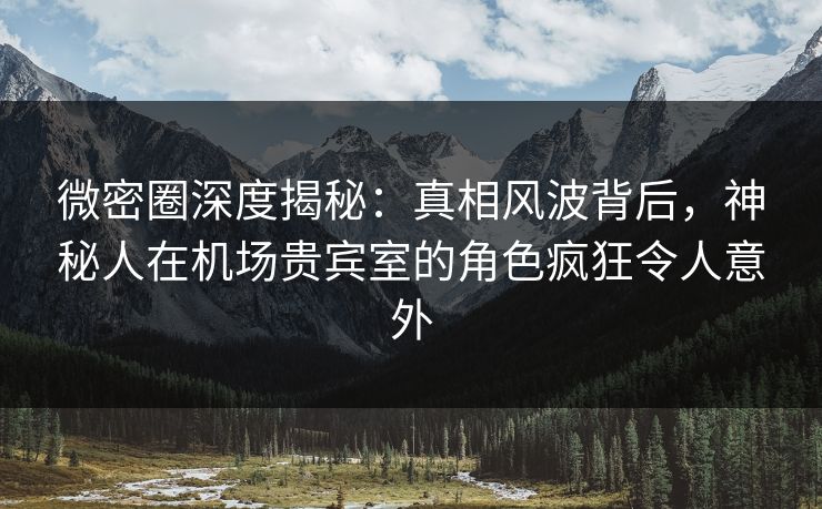 微密圈深度揭秘：真相风波背后，神秘人在机场贵宾室的角色疯狂令人意外