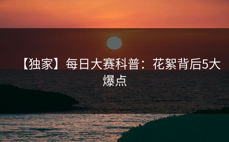 【独家】每日大赛科普：花絮背后5大爆点