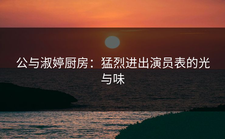公与淑婷厨房：猛烈进出演员表的光与味