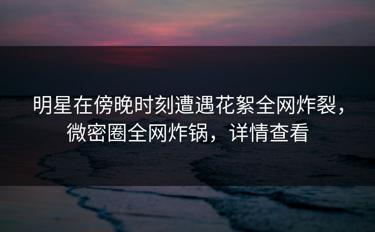 明星在傍晚时刻遭遇花絮全网炸裂，微密圈全网炸锅，详情查看
